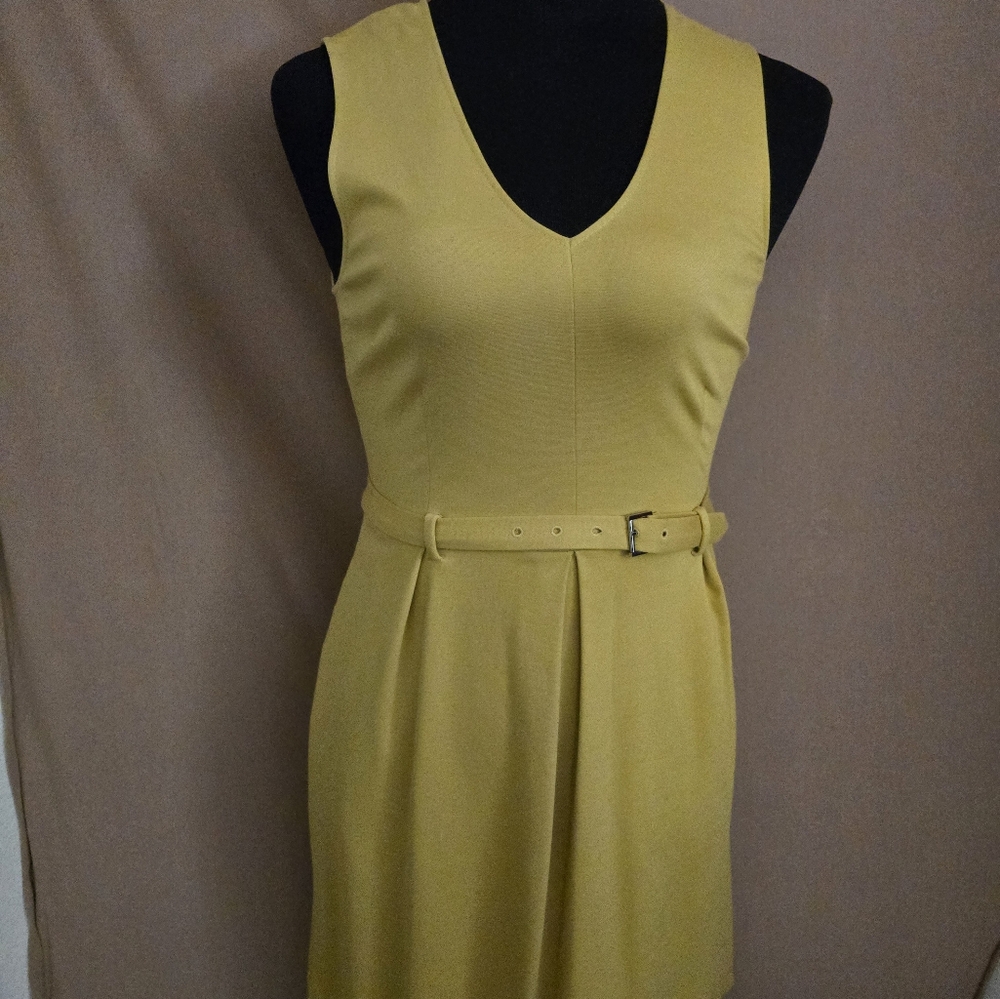 Banana Republic Yellow Pleated Sheath Dress